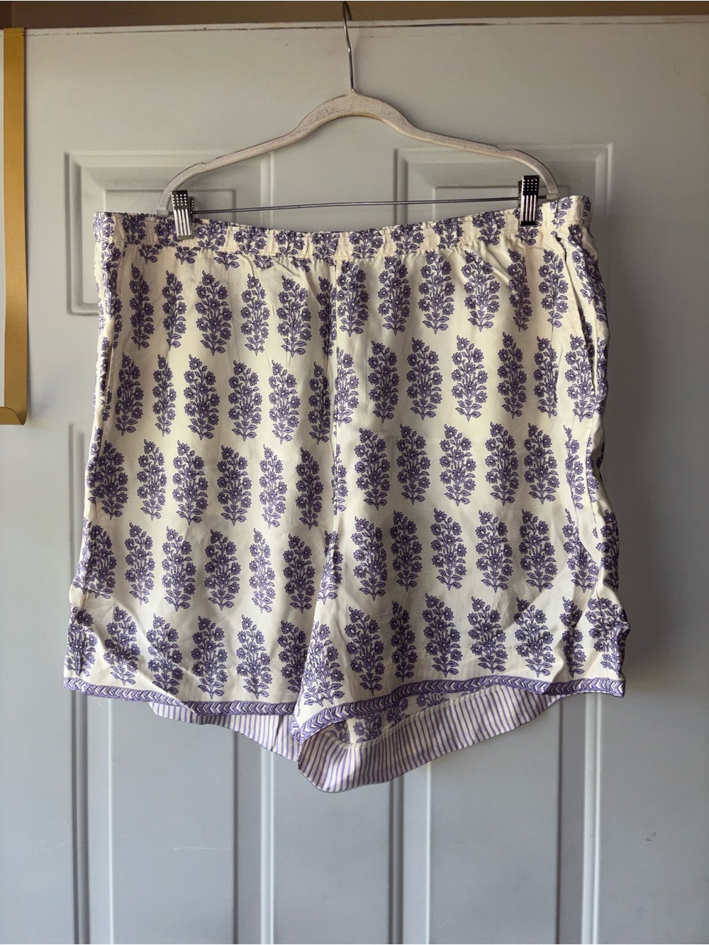 J. Crew white/purple satin lounge shorts size 2X